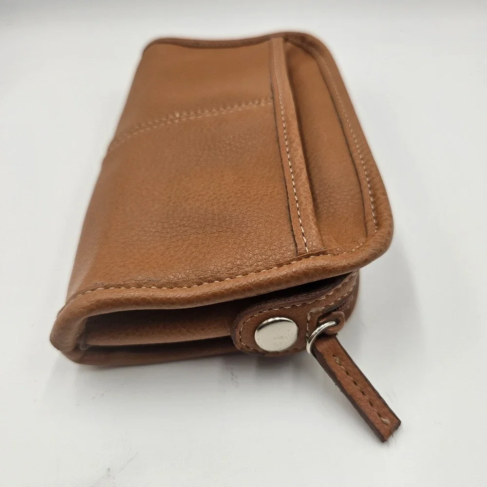Nine West Brown Faux Leather ‎ Makeup Bag Vintage Mirror